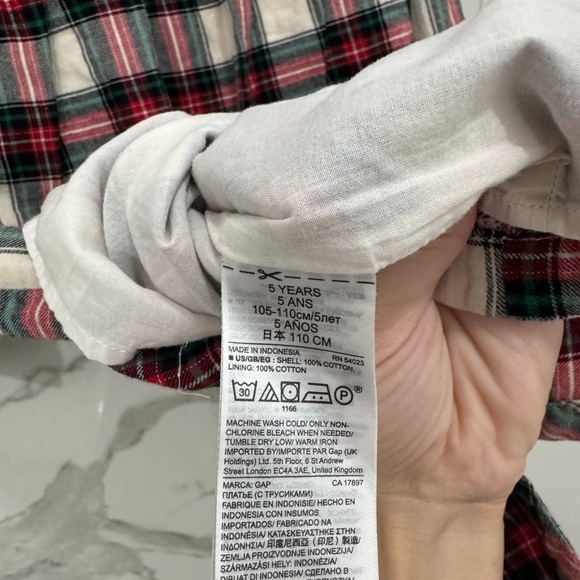 GAP Kids Plaid Button Down Dress - Red, Green White | Holiday/Christmas - Picture 4 of 6